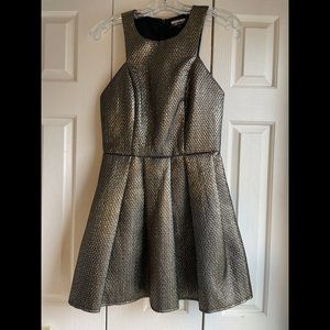 Metallic Gold Flared Mini Dress | Fashion Union | Size 4
